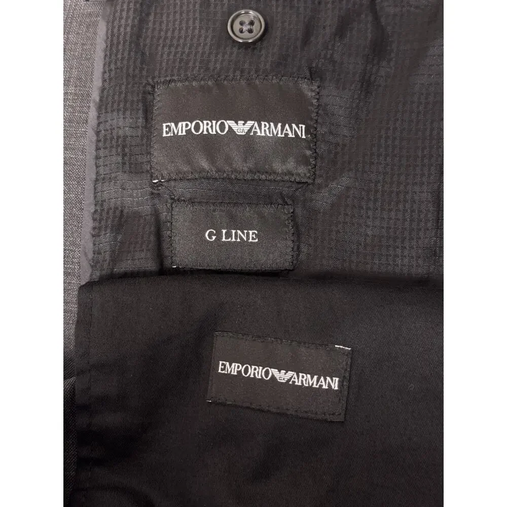 Emporio Armani G Line Suit 42 R Mens Gray Plaid Super 130s Wool 2 Piece